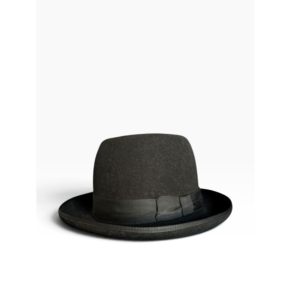 Vintage Bianchi Cappelli Hat Wool Felt Homburg Black Classic Formal Top Hat